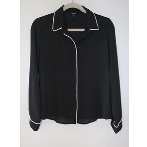 Forever 21 Black Button Shirt Blouse